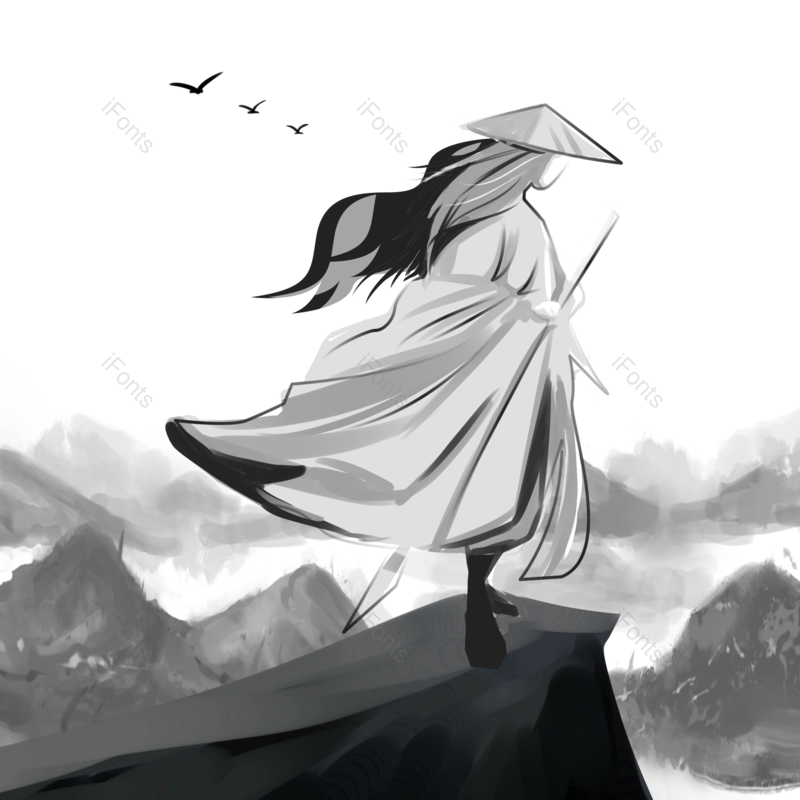 水墨图片,中国风元素,插画PNG,插画人物免抠素材
